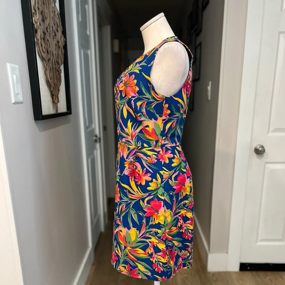 J. CREW colorful tropical sleeveless sheath cotton dress - Picture 5 of 13